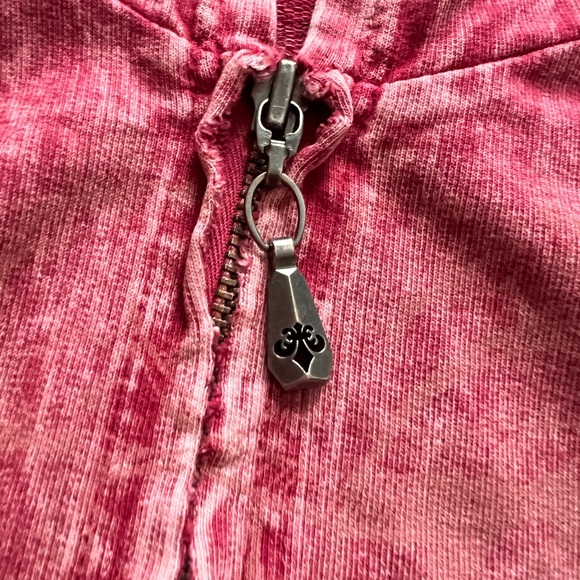 Y2K Affliction rhinestone embellished in distressed red wash full zip hoodie - Picture 3 of 12